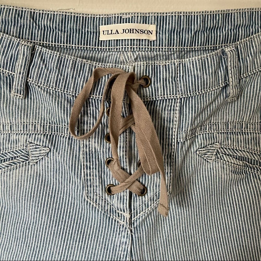 Ulla Johnson Pin Striped Flare ankle jeans size 2 preowned - Picture 3 of 8